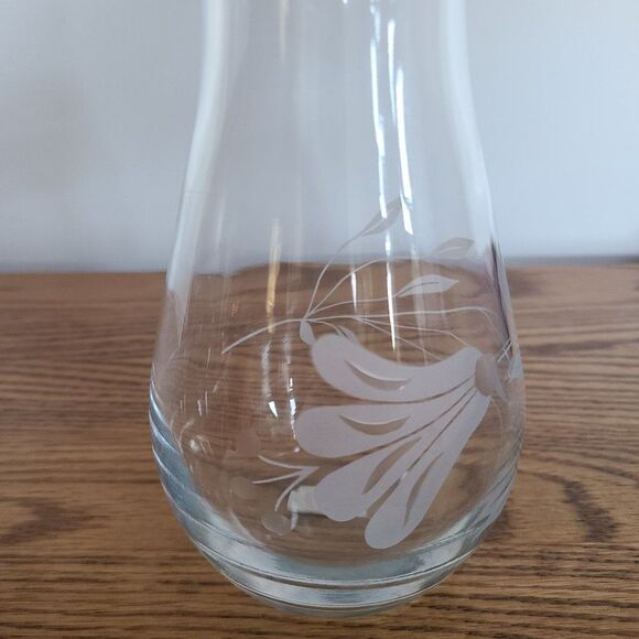 Pasabahce Floral Etched Glass Vase  |  Made in Turkey  |  Beautiful! - Picture 12 of 14